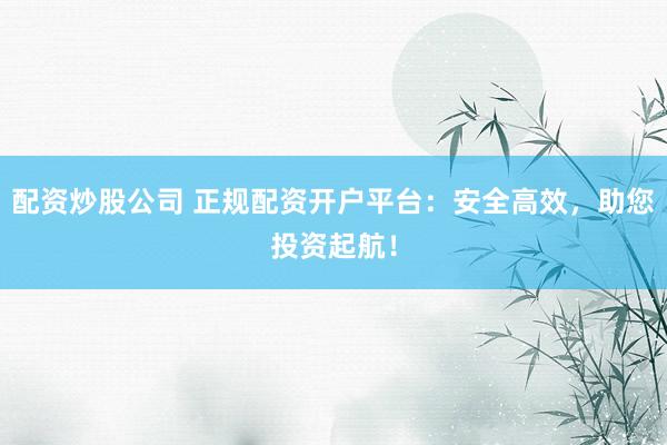 配资炒股公司 正规配资开户平台：安全高效，助您投资起航！