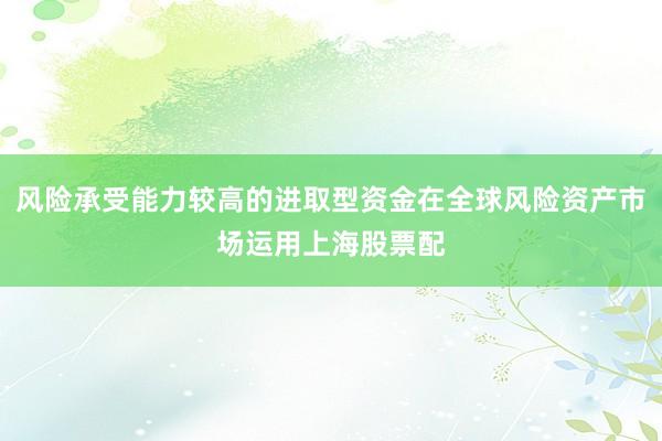 风险承受能力较高的进取型资金在全球风险资产市场运用上海股票配