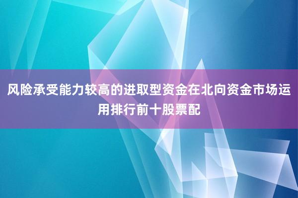风险承受能力较高的进取型资金在北向资金市场运用排行前十股票配
