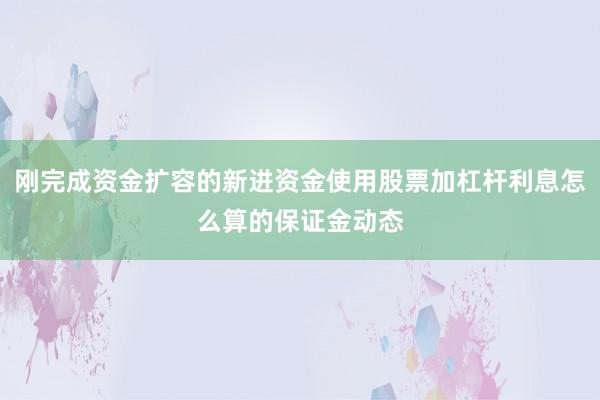 刚完成资金扩容的新进资金使用股票加杠杆利息怎么算的保证金动态