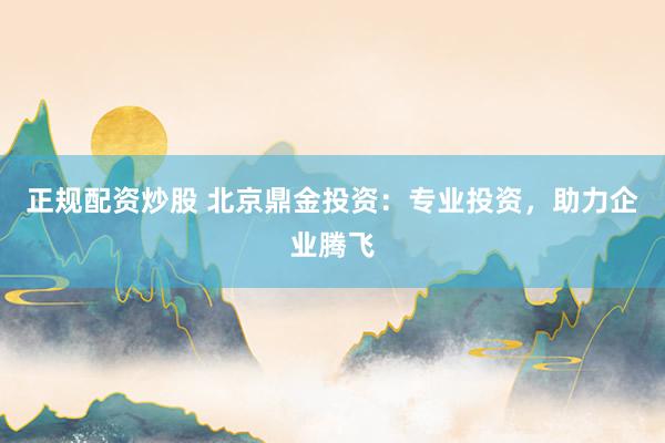 正规配资炒股 北京鼎金投资：专业投资，助力企业腾飞