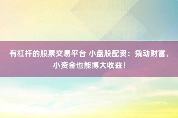 有杠杆的股票交易平台 小盘股配资：撬动财富，小资金也能博大收益！