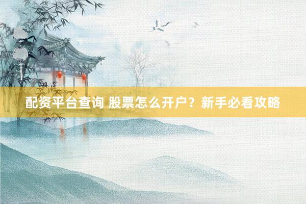 配资平台查询 股票怎么开户？新手必看攻略