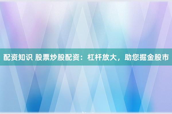 配资知识 股票炒股配资：杠杆放大，助您掘金股市
