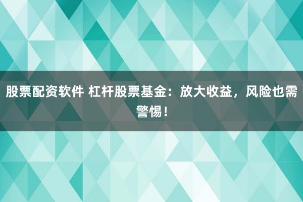 股票配资软件 杠杆股票基金：放大收益，风险也需警惕！